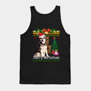 Ugly Christmas Sweater Alaskan Malamuteb Tank Top